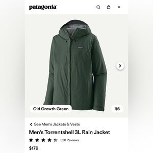 NWT Patagonia Men's Torrentshell 3L Rain Jacket old growth Green M